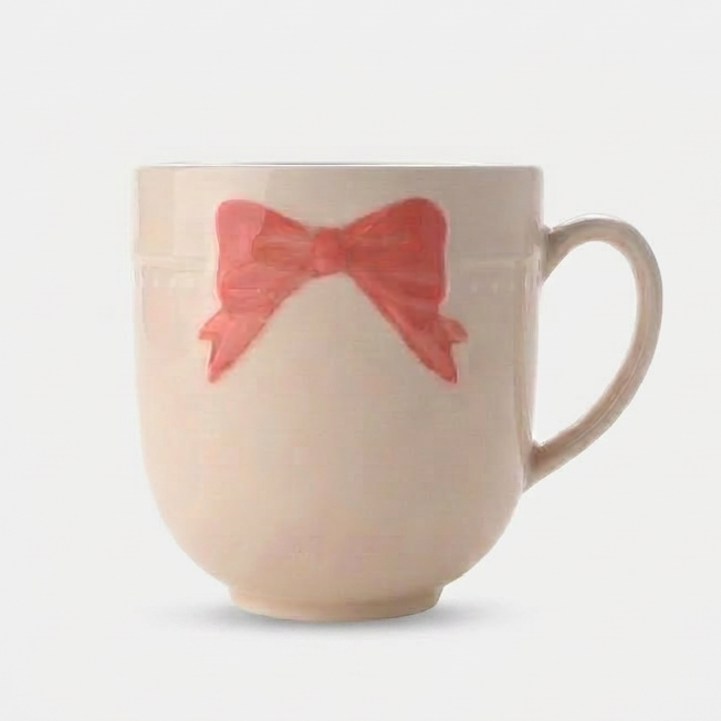 Coquette Glossy Ceramic Mug with pink Bow