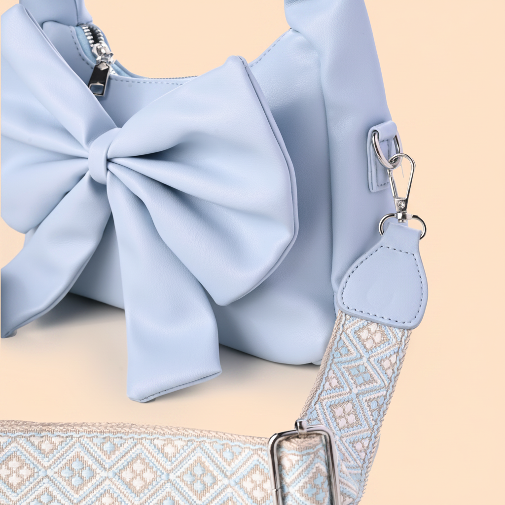 Cute Bow Sling Bag - Powder Blue