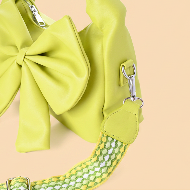 Cute Bow Sling Bag - Lime Green