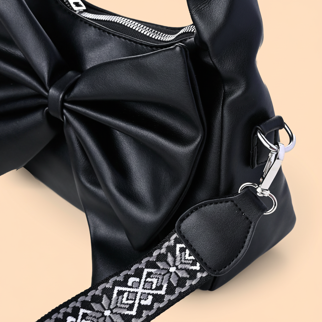 Cute Bow Sling Bag - Black