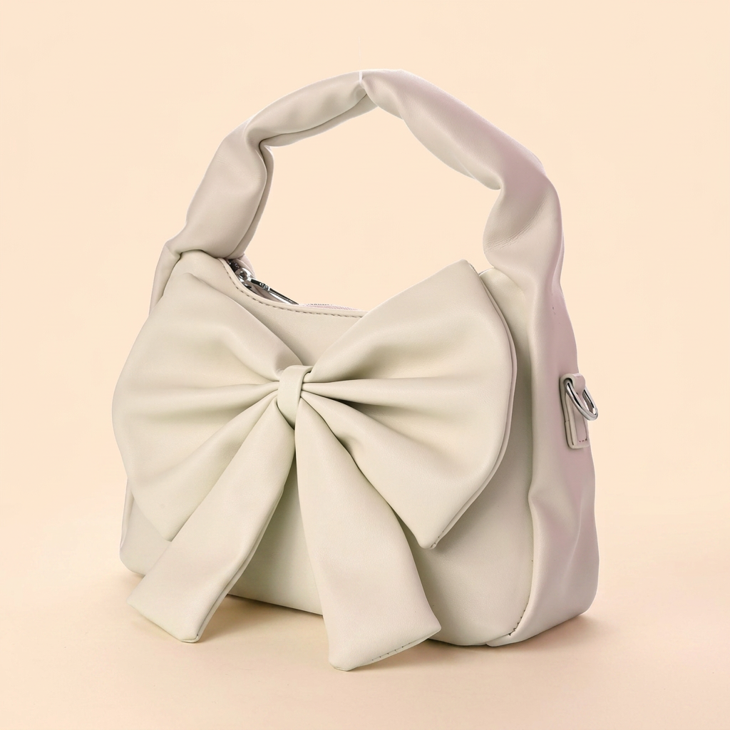 Cute Bow Sling Bag - Beige