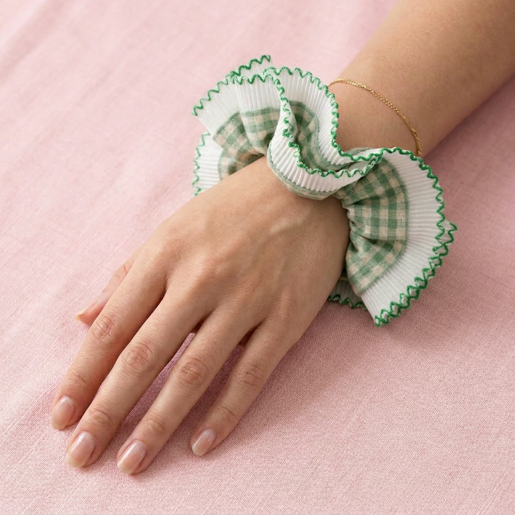 Green Gingham Scrunchie