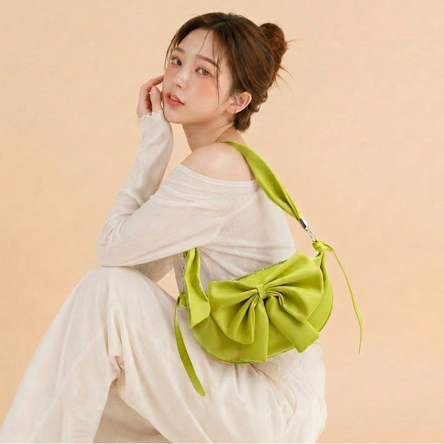 Round Bow Sling Bag - Lime Green