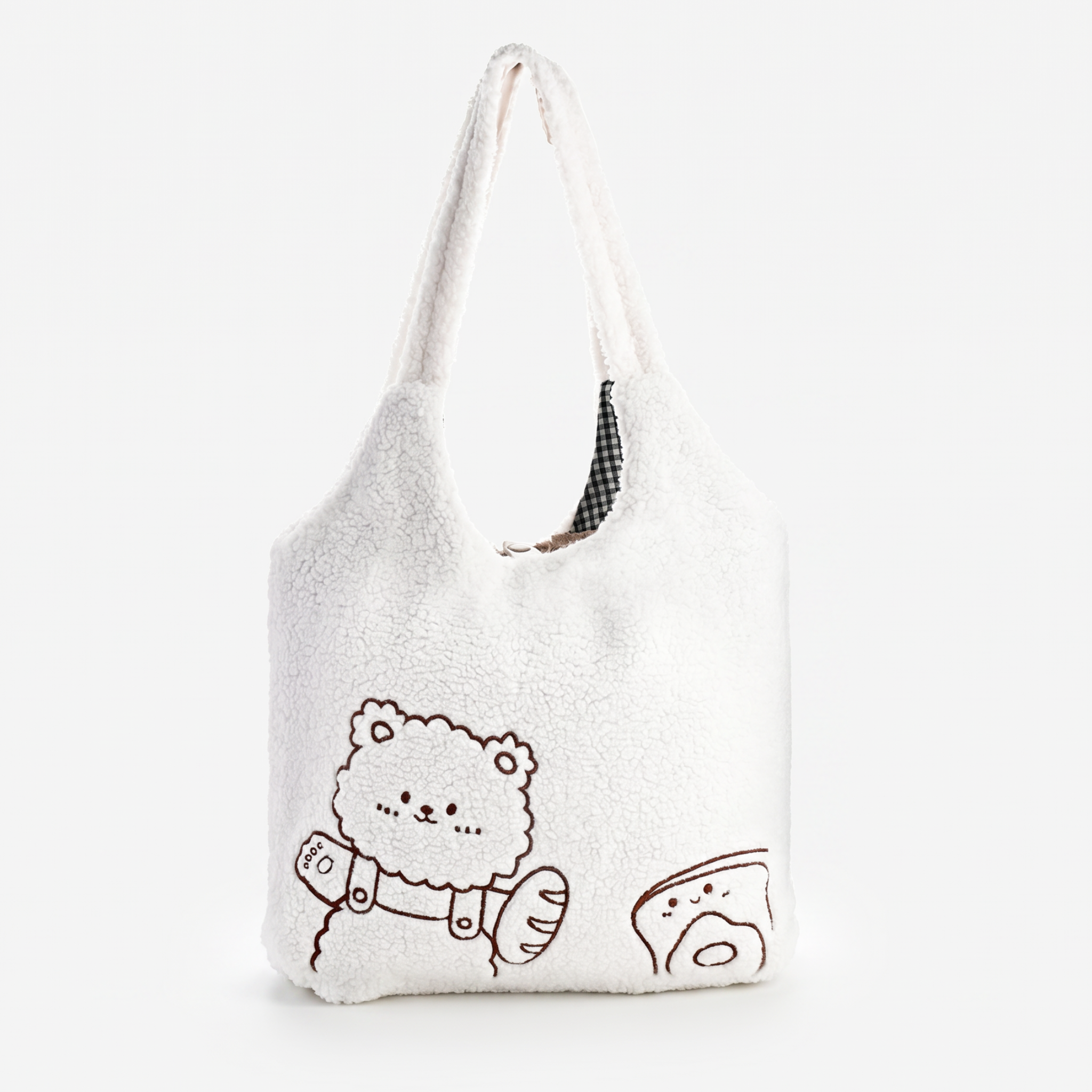 Toastie bear White Furry Tote Bag