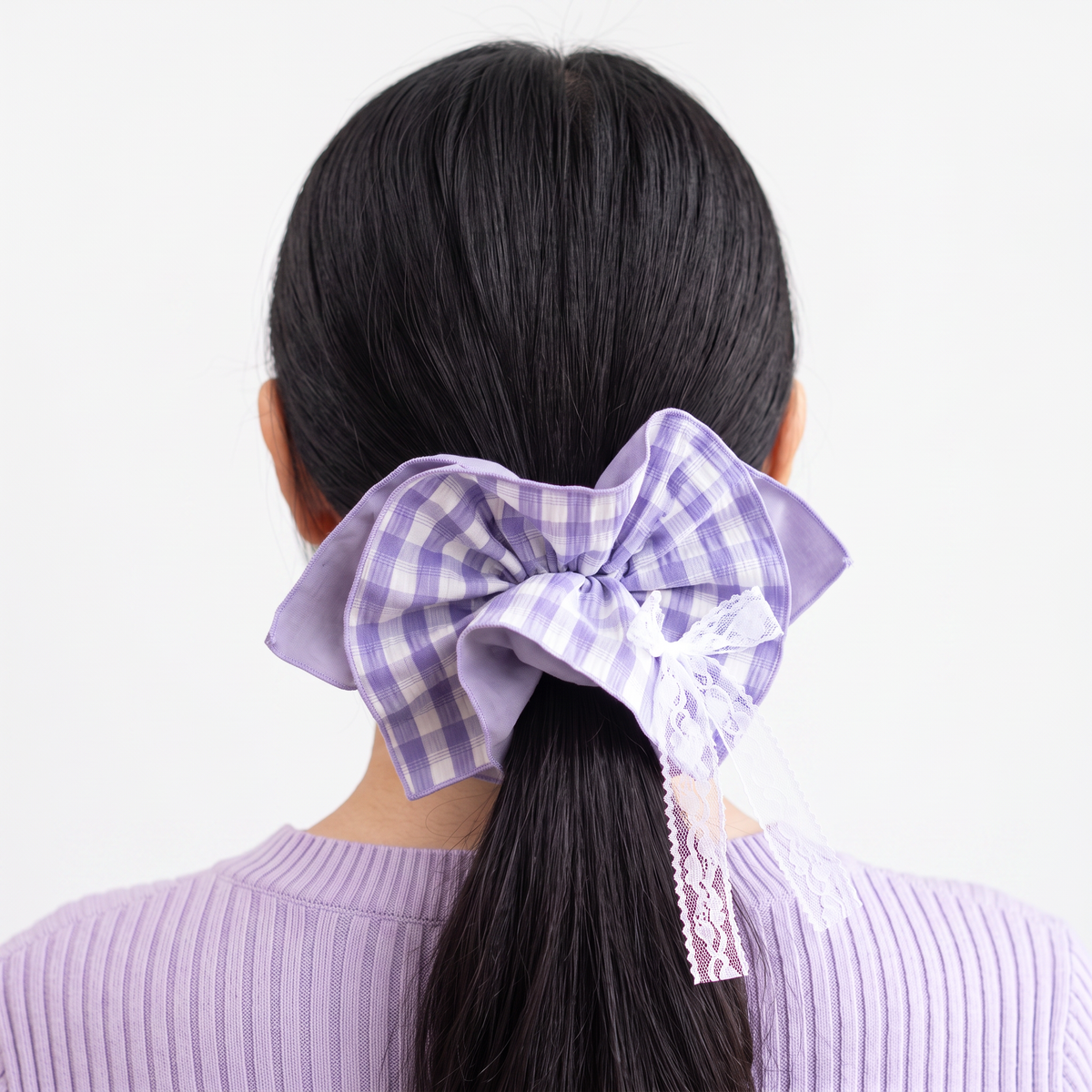 Lavender Gingham Scrunchie