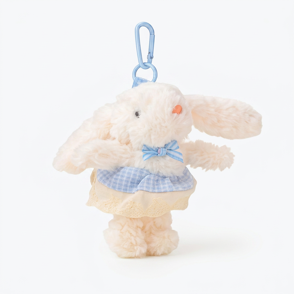 Blue Dress Bunny Plushie Keyring