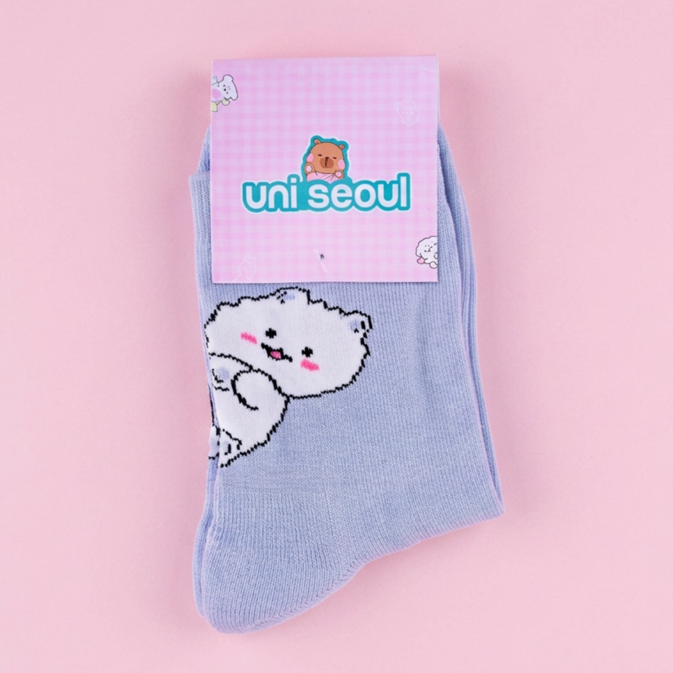 Fluffy Kitten Blue Socks