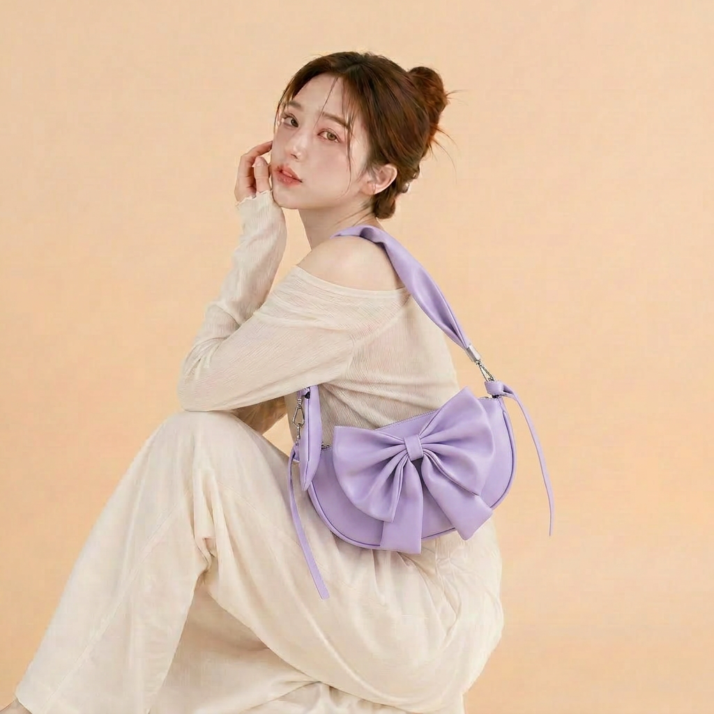 Round Bow Sling Bag - Lilac