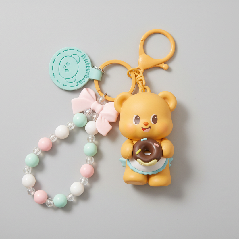 Butterbear with Donut Silicone Keyring