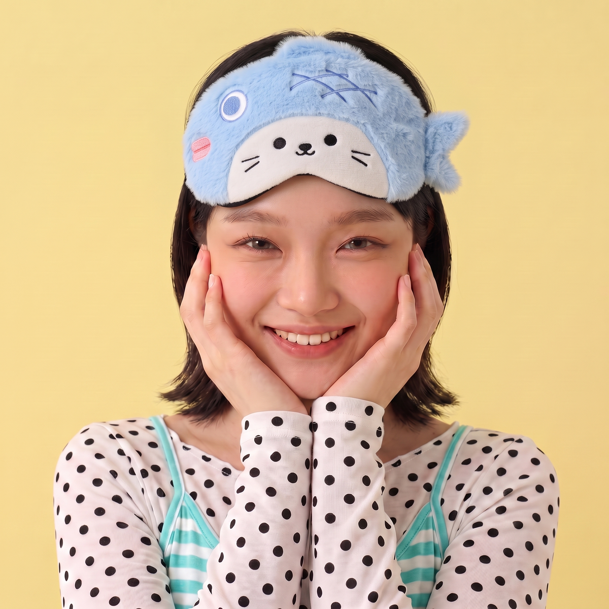 Plush Fish Eye Mask - Blue