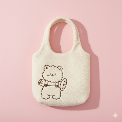 Toastie bear White Furry Tote Bag