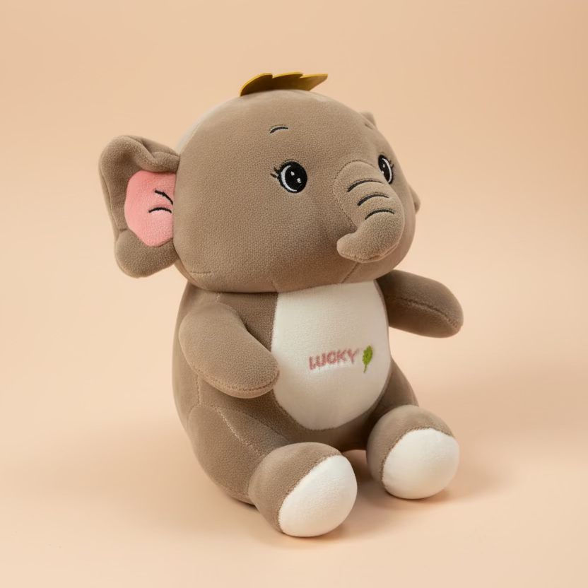 Lucky Elephant Plush Toy Brown - Small