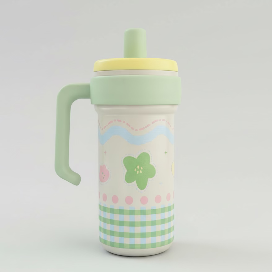 Green Gingham Stainless Steel Tumbler