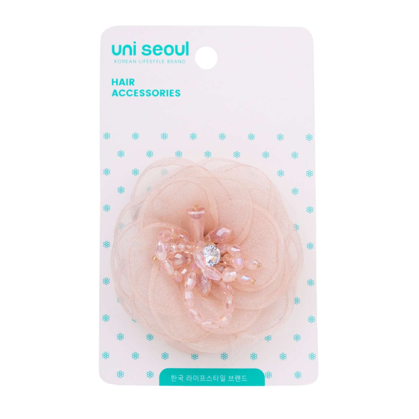 Soft Peach Korean Design Flower Clips