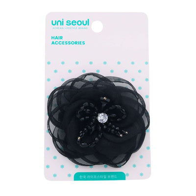Classic Black Korean Design Flower Clips