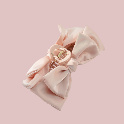 Pink Satin Bow Claw Clip