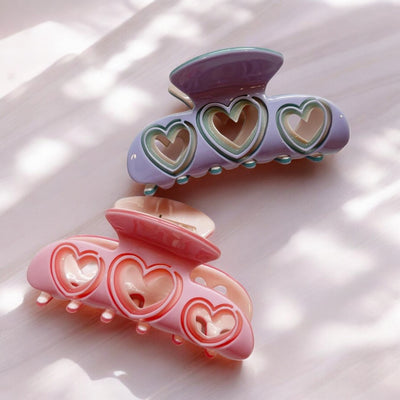 Pink Hearts Claw Clip