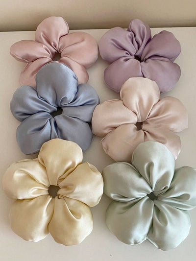 Purple Puffed Flower Scrunchie