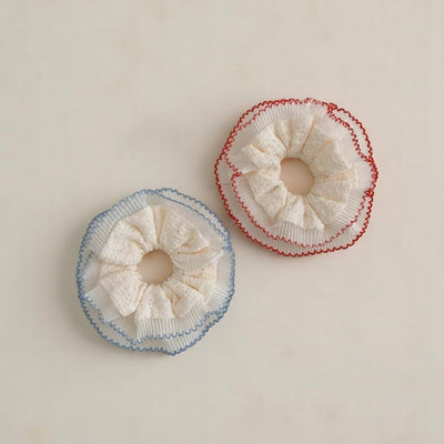 Lace Scrunchie with Blue Trim