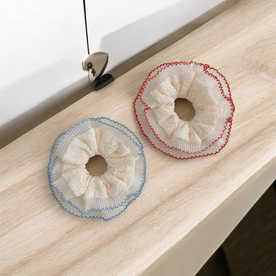 Lace Scrunchie with Red Trim