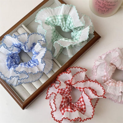Green Gingham Frill Scrunchie