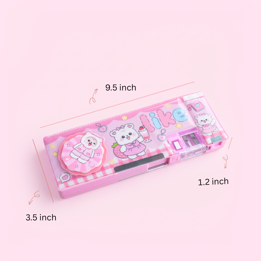 Bear Multifunctional Magnetic Pencil Cases - Pink