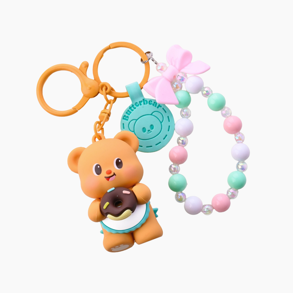 Butterbear with Donut Silicone Keyring
