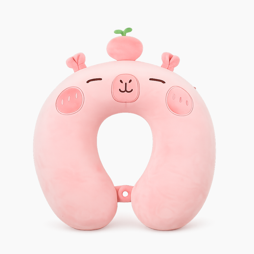 Pink Capybara Neck Pillow (Memory Foam)