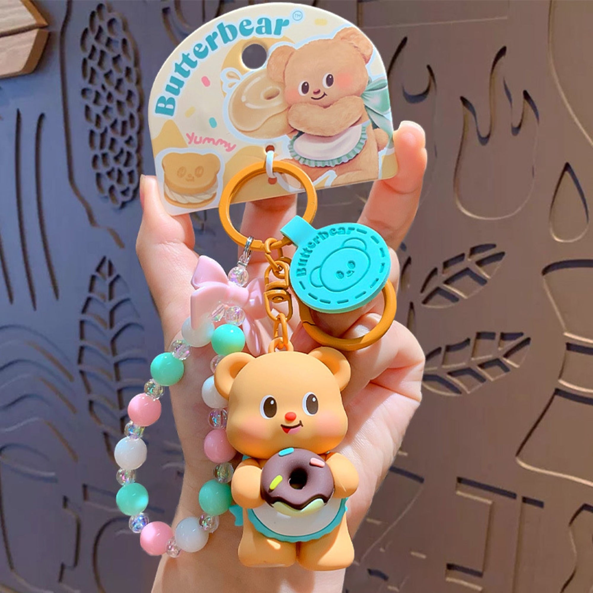Butterbear with Donut Silicone Keyring