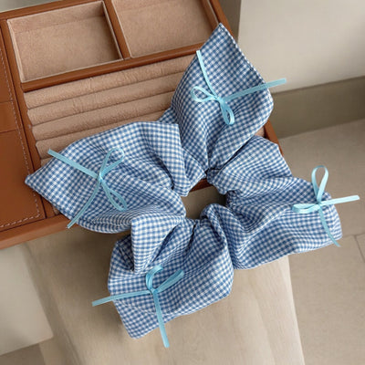 Square Blue Gingham Scrunchie