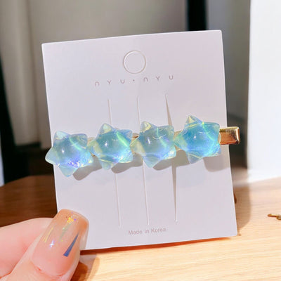 Blue Chrome Star Hairpin