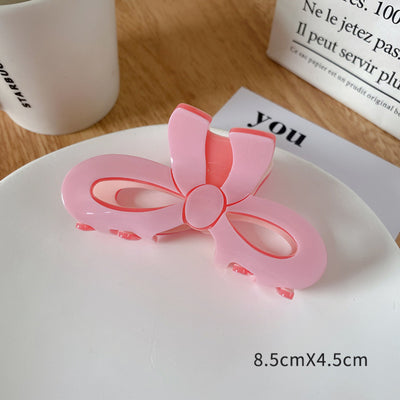 Pink Solid Bow Claw Clip