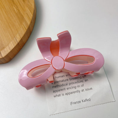 Pink Solid Bow Claw Clip