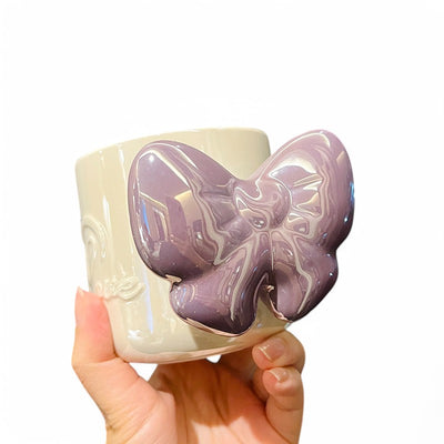 Bow Ceramic Mug Purple