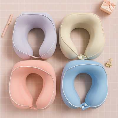 Blue Memory Foam Neck Pillow