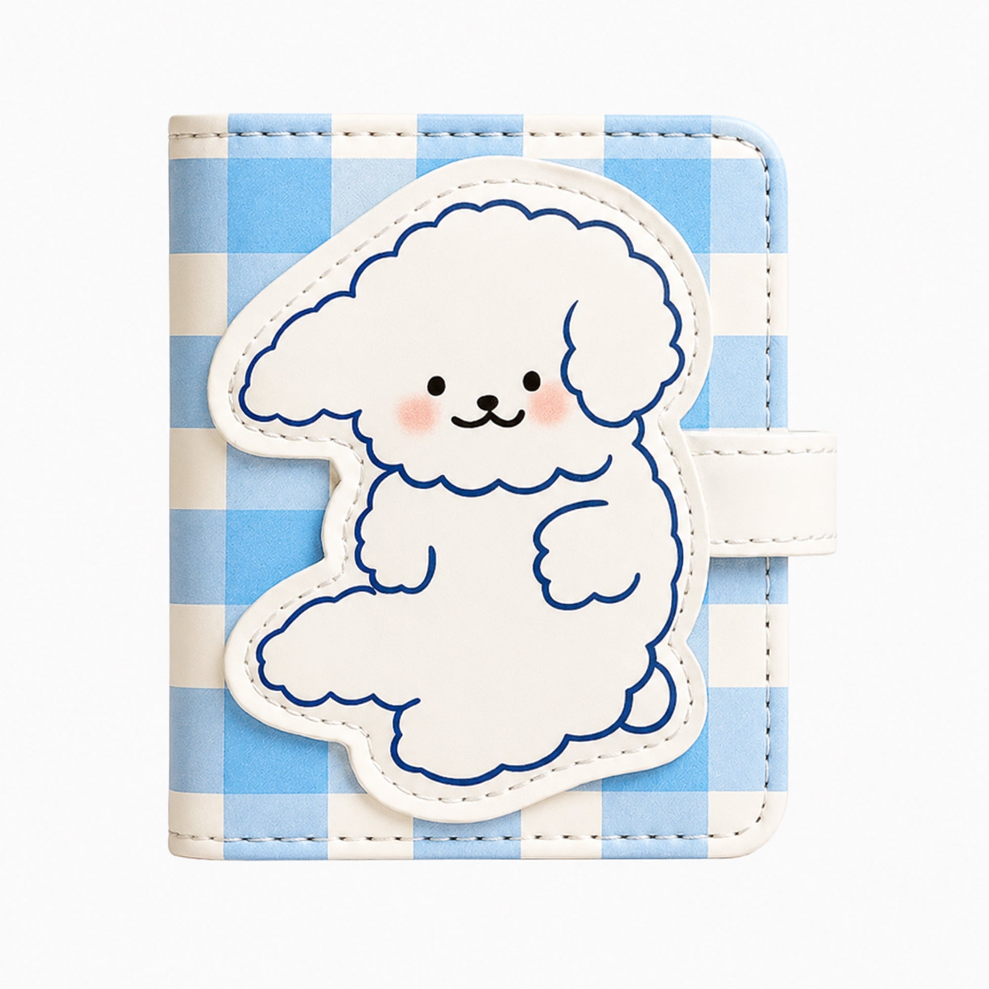 Happy Puppy Blue Gingham Wallet