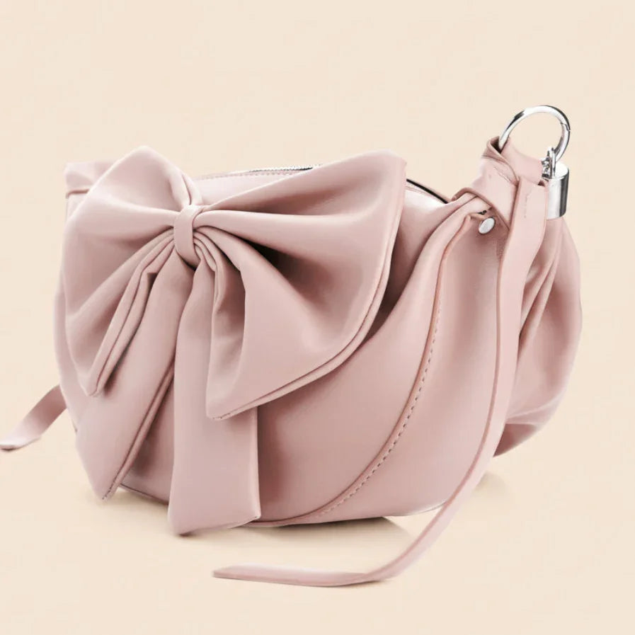 Round Bow Sling Bag - Beige