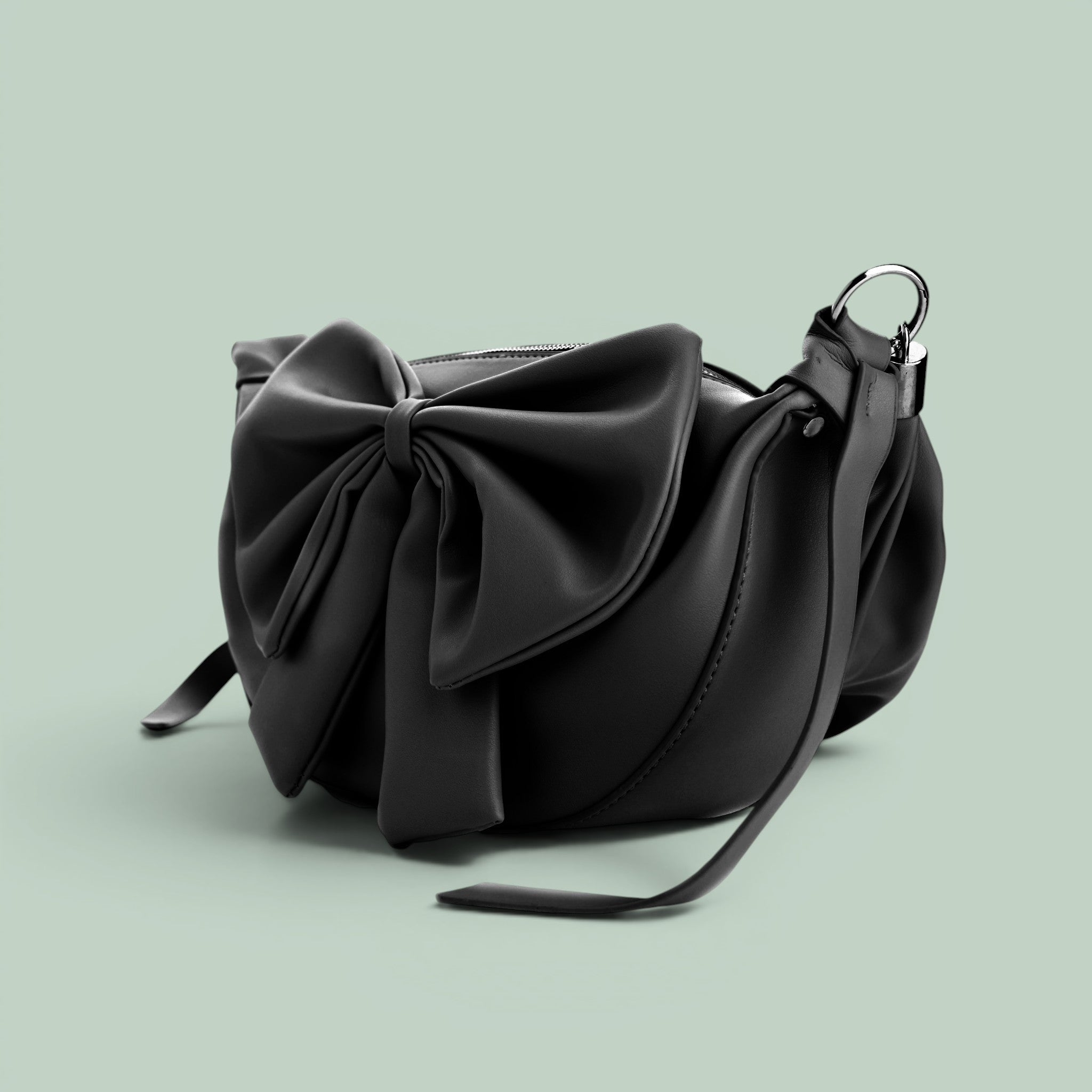 Round Bow Sling Bag - Black