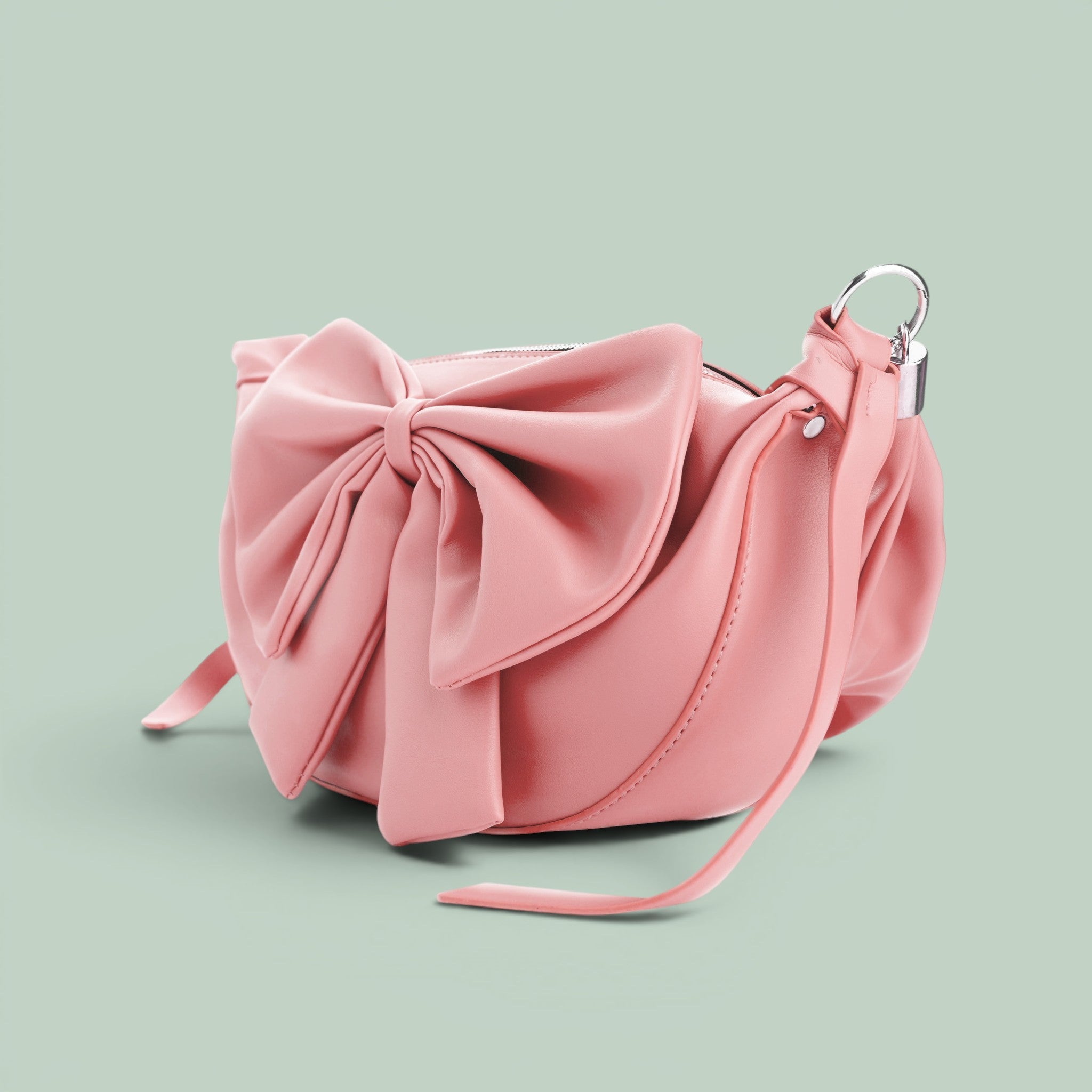 Round Bow Sling Bag - Baby Pink
