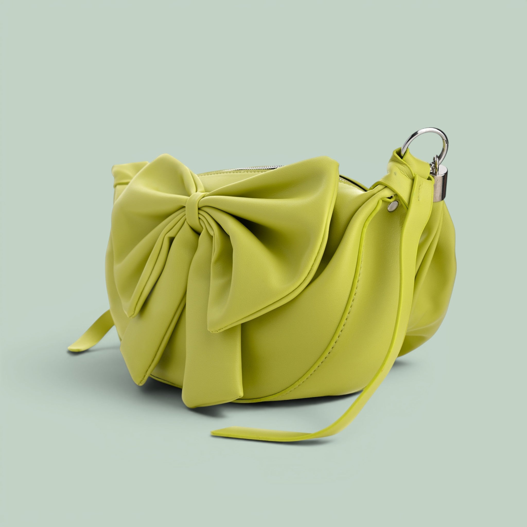 Round Bow Sling Bag - Lime Green