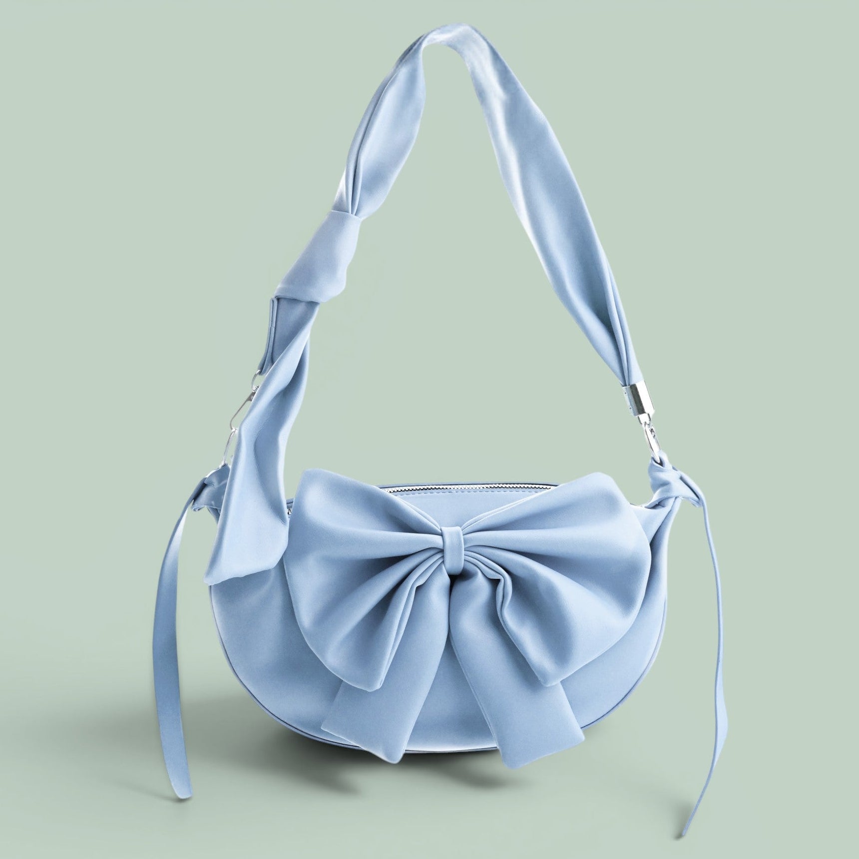 Round Bow Sling Bag - Powder Blue