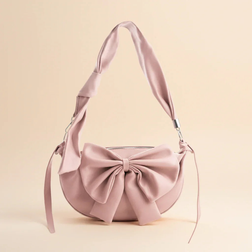 Round Bow Sling Bag - Beige