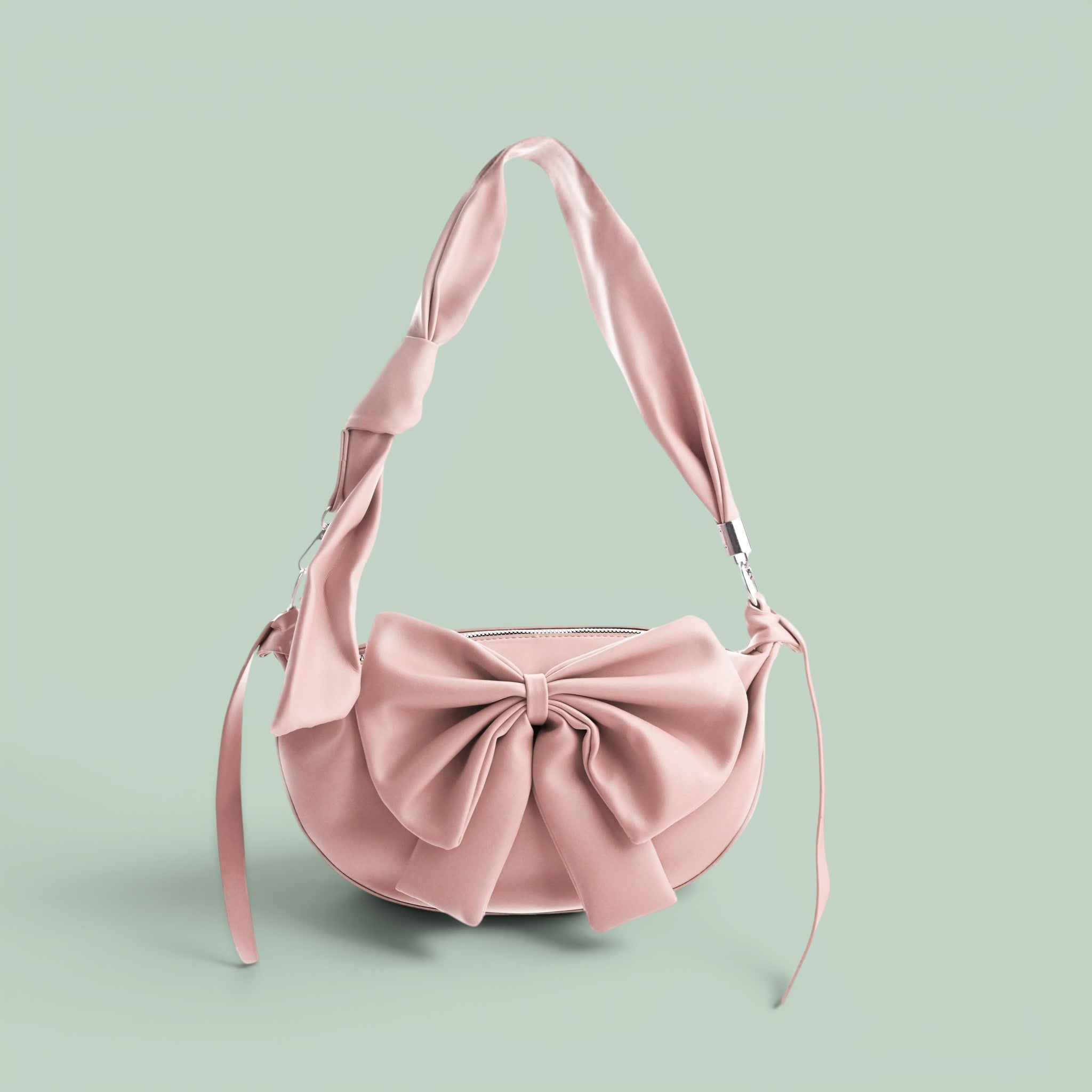 Round Bow Sling Bag - Baby Pink