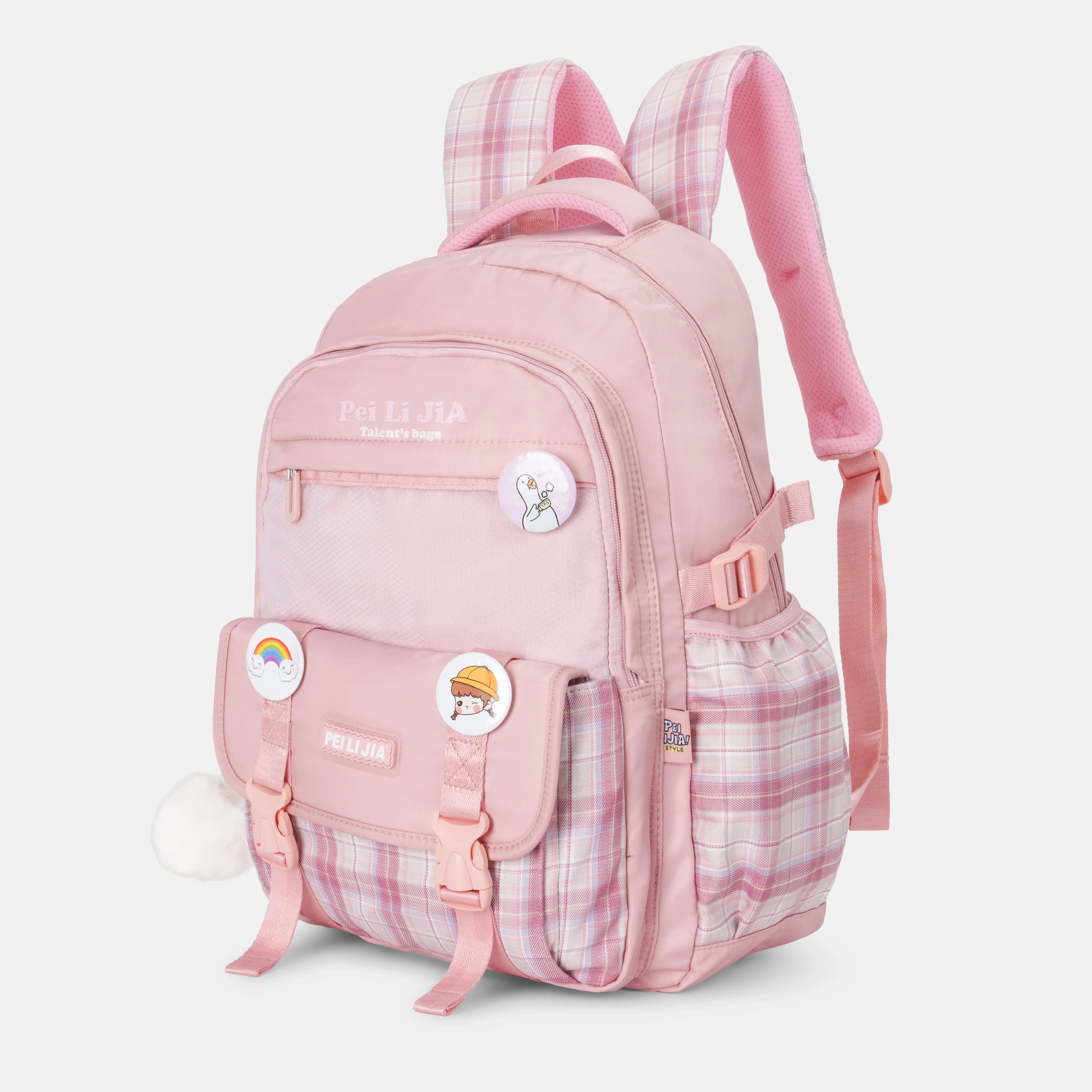 K-Checkered Backpack - Pink