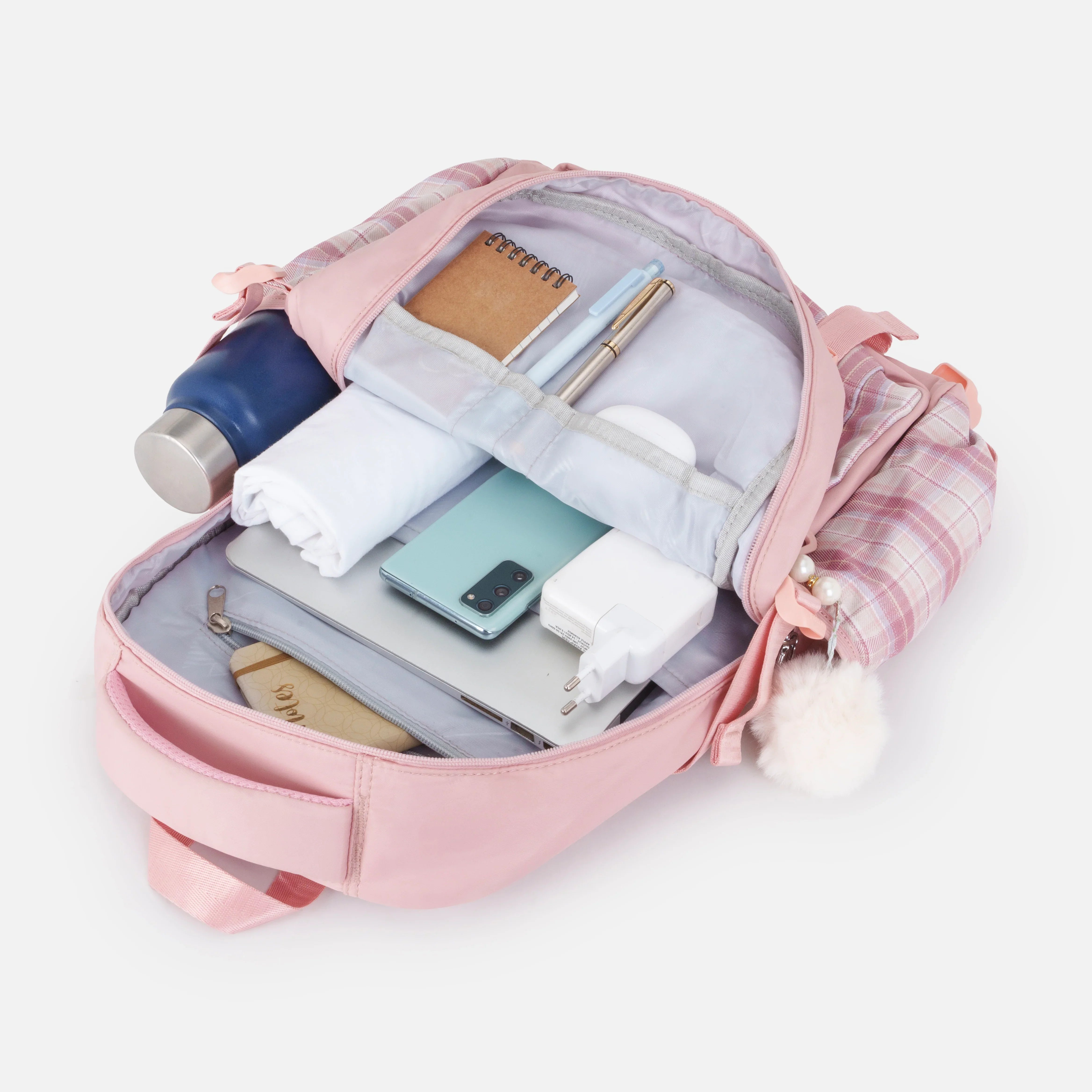 K-Checkered Backpack - Pink