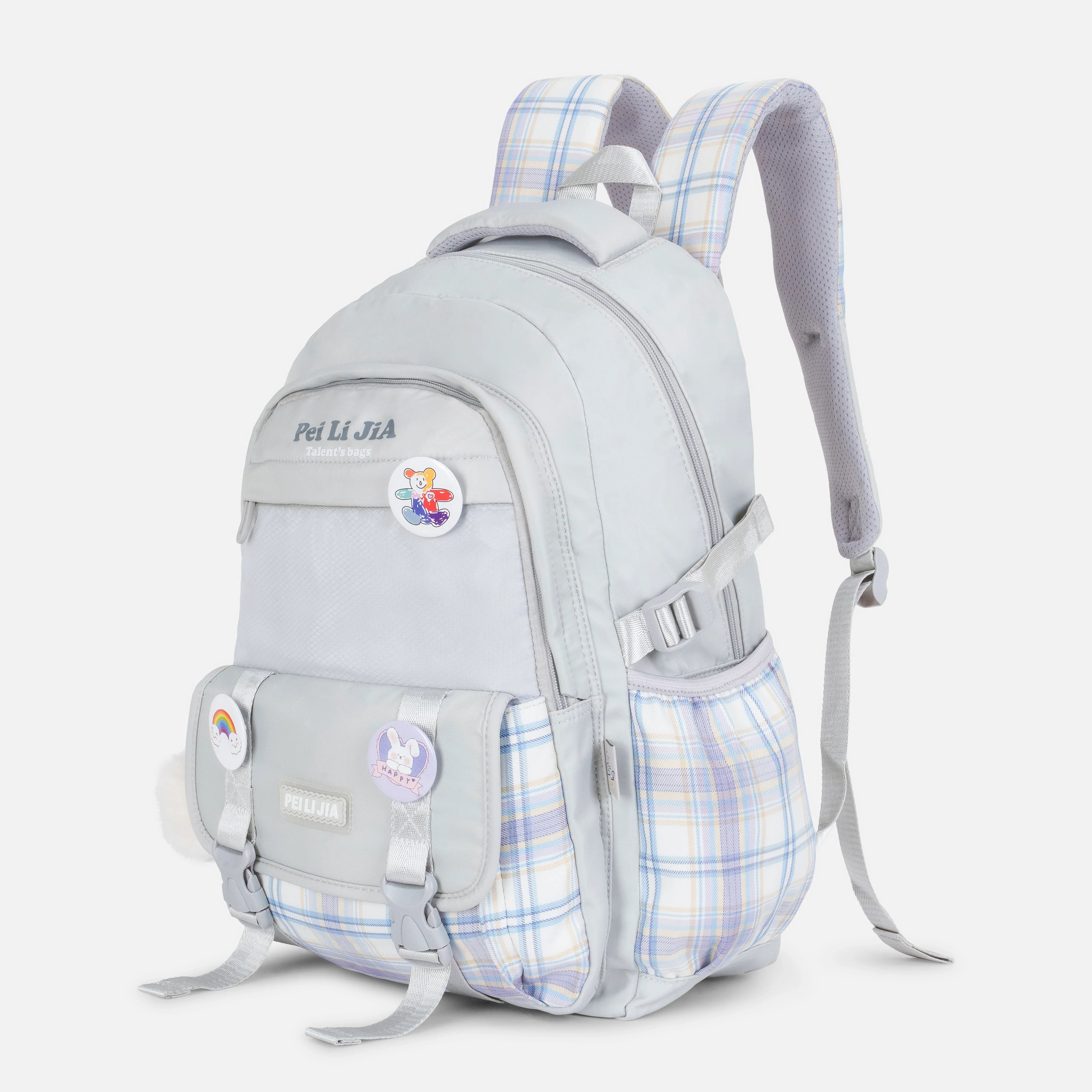 K-Checkered Backpack - Grey