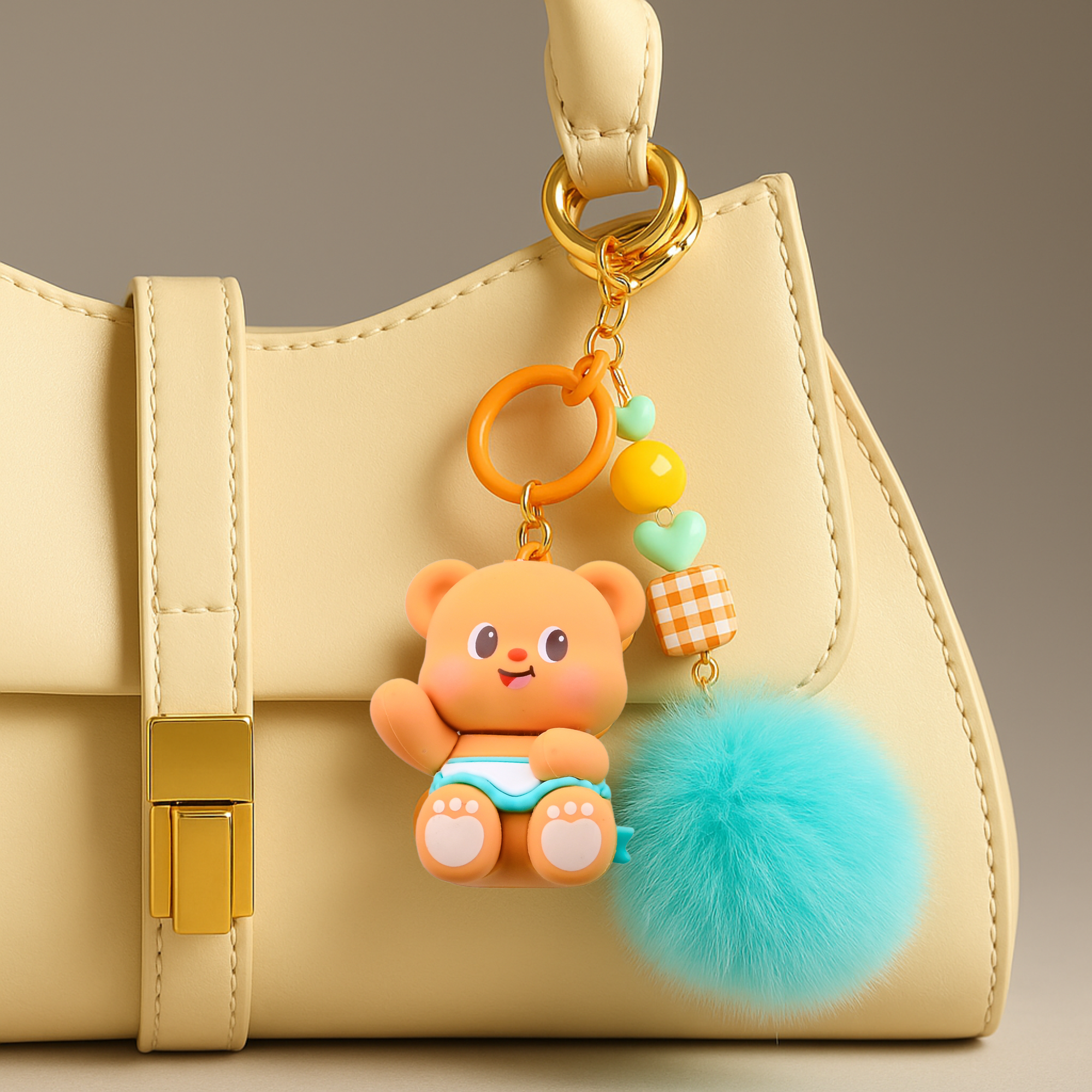 Butterbear with Blue Furball Silicone Keyring