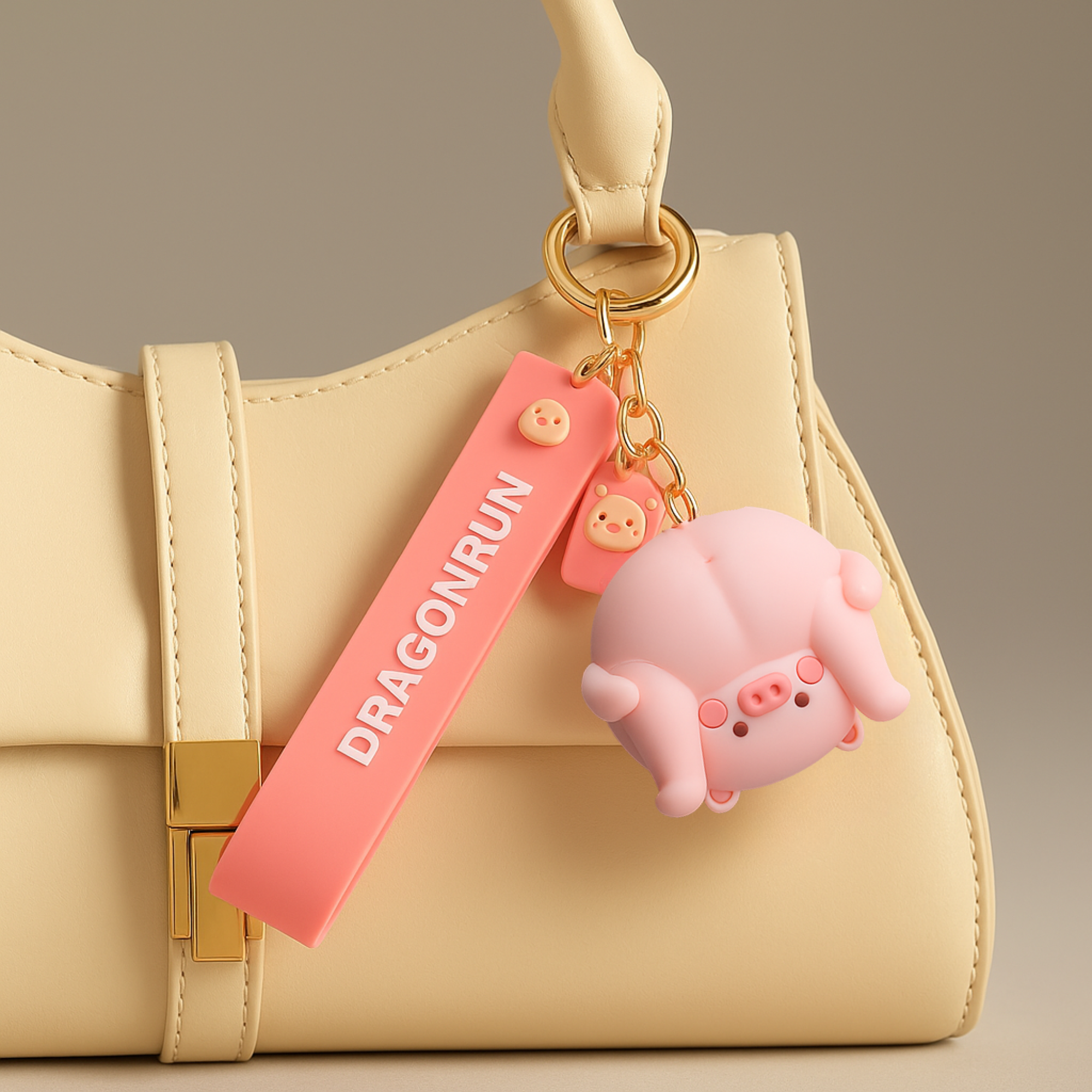 Upside Down Piggy Silicone Keyring