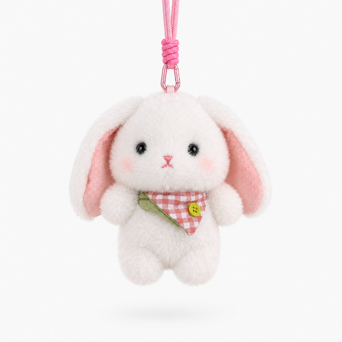 Blush Bunny Plushie Keyring- White
