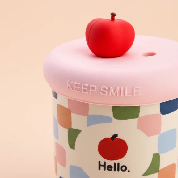 Cherry Ceramic Mug with Straw